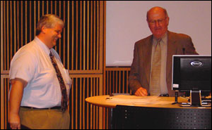 Associate Professor Paul Bolls and University Provost Brian Foster