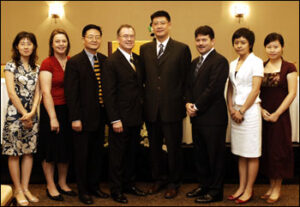 Brady Deaton and Weijia Sun with International Programs Staff and Graduate Students