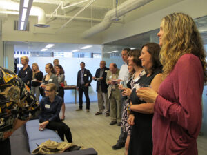 Approximately 45 alumni and friends met Dean David Kurpius as an Aug. 4 reception in San Francisco.