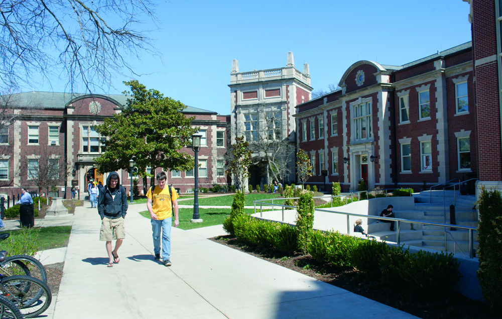 Students Walking by Neff Hall