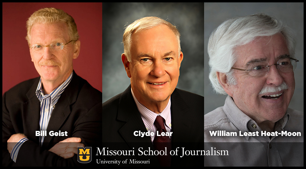 Golden Quill Award winners Bill Geist, Clyde Lear and William Least Heat Moon