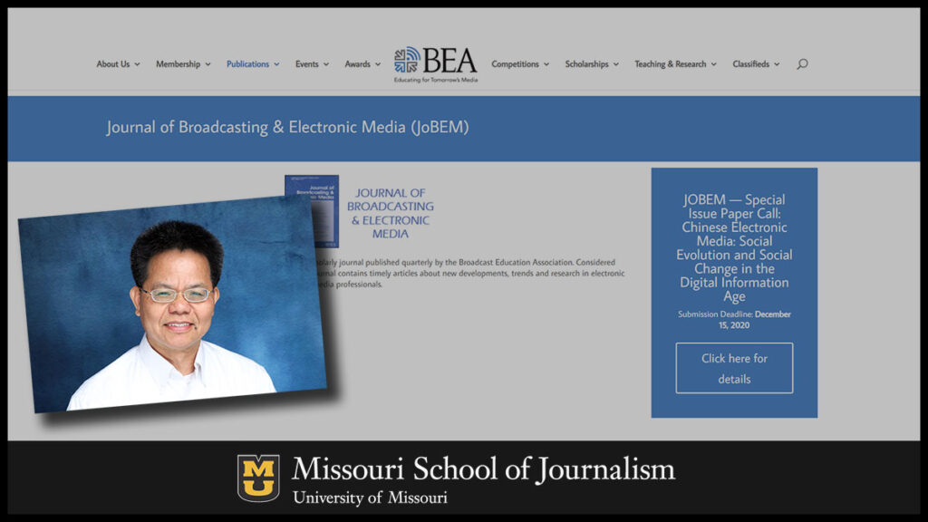 Shuhua Zhou, professor and the Leonard H. Goldenson Endowed Chair in Radio and Television at the Missouri School of Journalism, has been selected as editor-in-chief of the Journal of Broadcasting and Electronic Media.