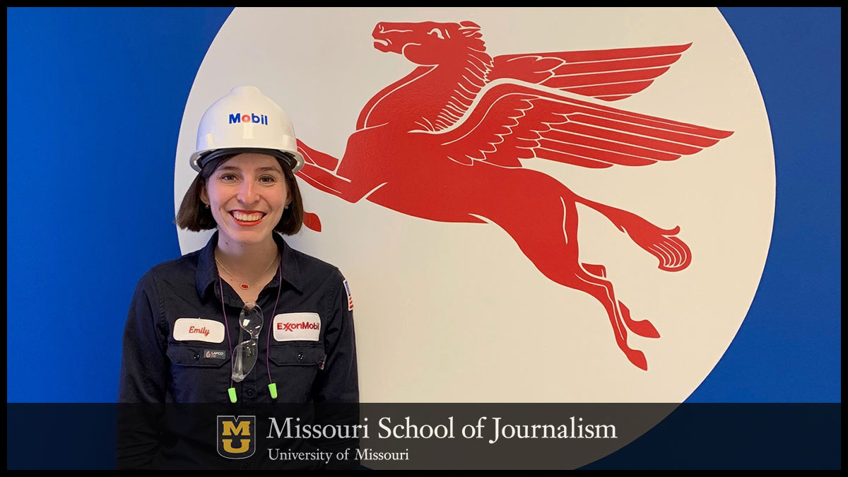 Growing up, Mizzou alumna Emily Russell, BJ '17, could not have imagined she would be wearing flame retardant clothing and working at a manufacturing site.