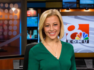 Senior Annabel Thorpe on the set at KOMU-TV 8, the School’s NBC affiliate