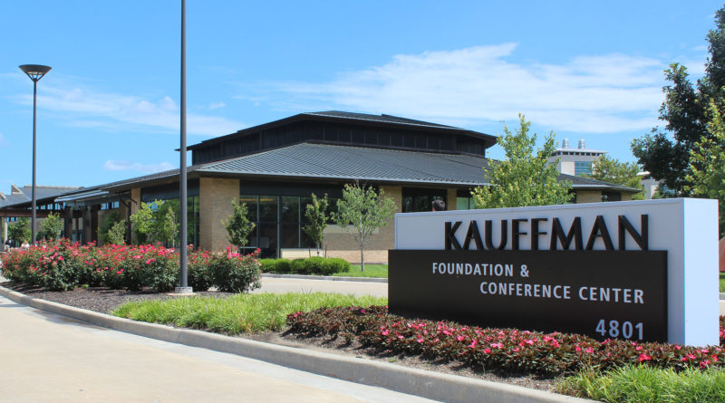 A view of the Kauffman Foundation sign and center. |Erika Peepo/Missouri Business Alert