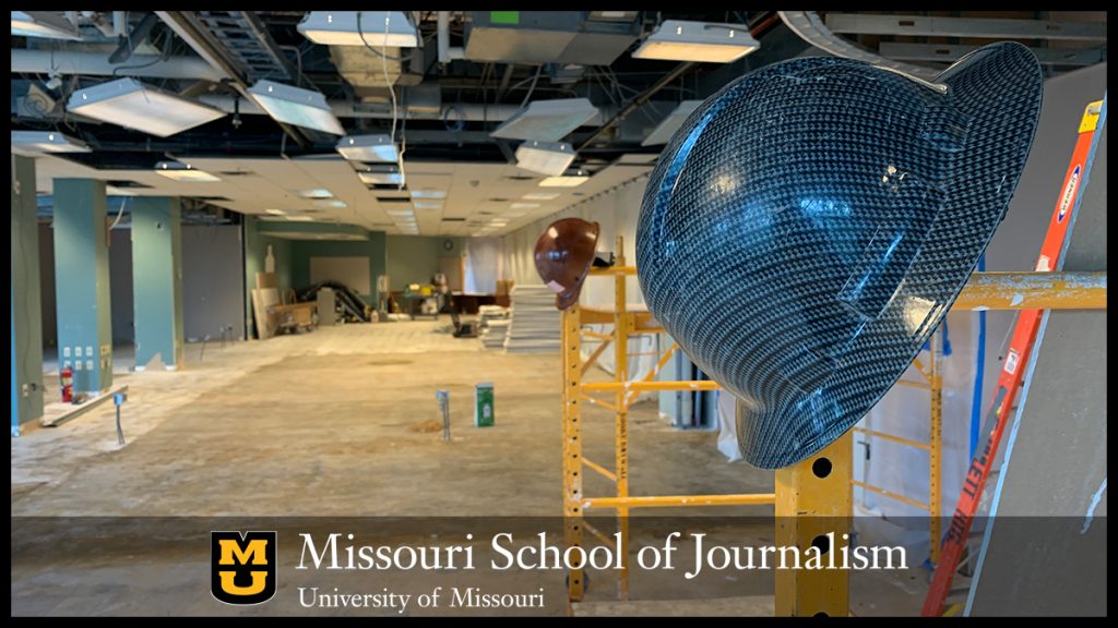 The second floor of Lee Hills Hall underwent demolition and renovation during the summer of 2021 in order to accommodate the School’s new shared newsroom concept. | Photo: Nate Brown