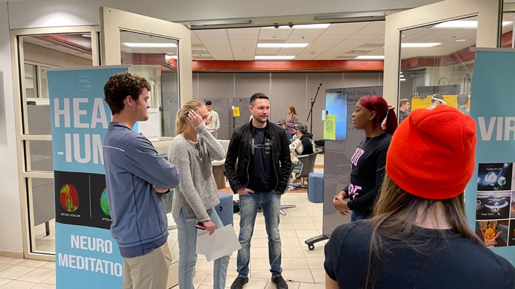 L-R: Jack Dunn, Maren Douglass, Healium’s David Campos, Ryan Ackridge