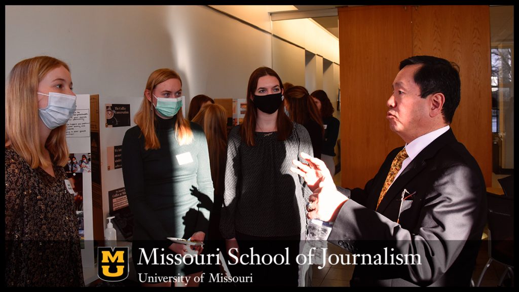 UM President and Mizzou Chancellor Mun Choi speaks with students at the Chancellor's Leadership Class, held at the Novak Leadership Institute on Dec. 9.
