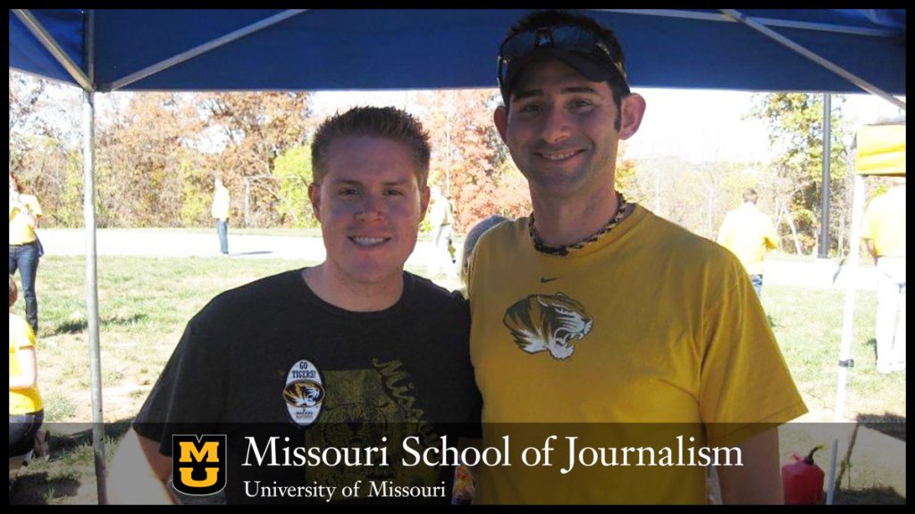 Josh Hayes (right) and Daniel Pierce tailgating as Mizzou alums.