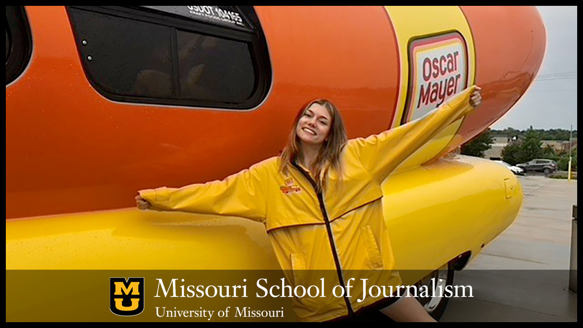 Ally Friend with the Oscar Meyer Weinermobile