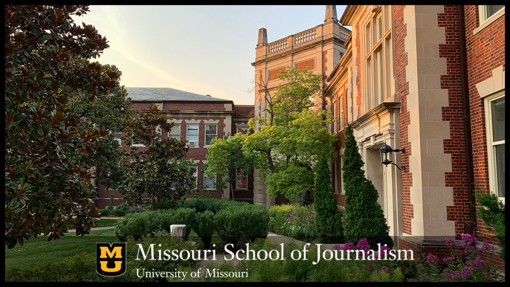 Neff Hall, Walter Williams Hall and the journalism arch at the Missouri School of Journalism in Columbia, Missouri.