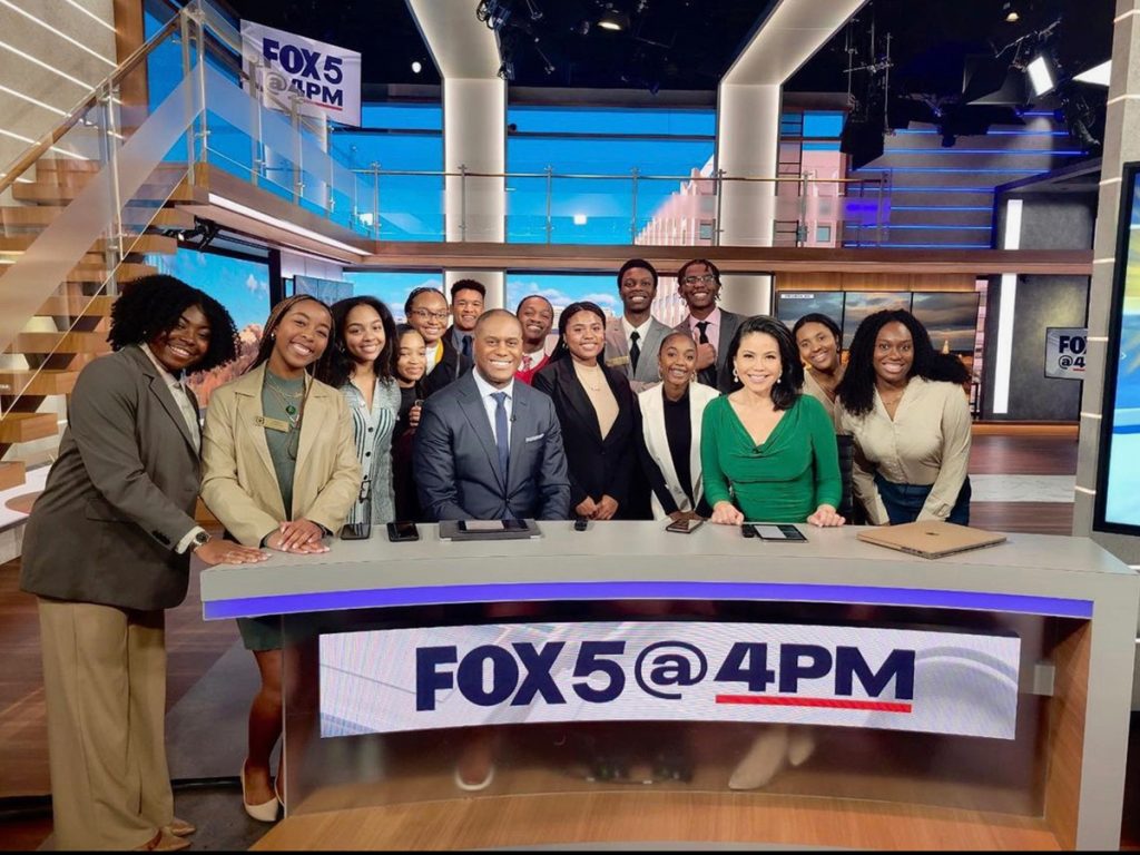 Members of the Mizzou student chapter of the National Association of Black Journalists on tour at Fox 5 in Washington, D.C., during the annual NABJ-MU Media Tour.