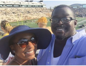 Ebony Reed and her late partner, Terez Paylor, at a Mizzou football game.