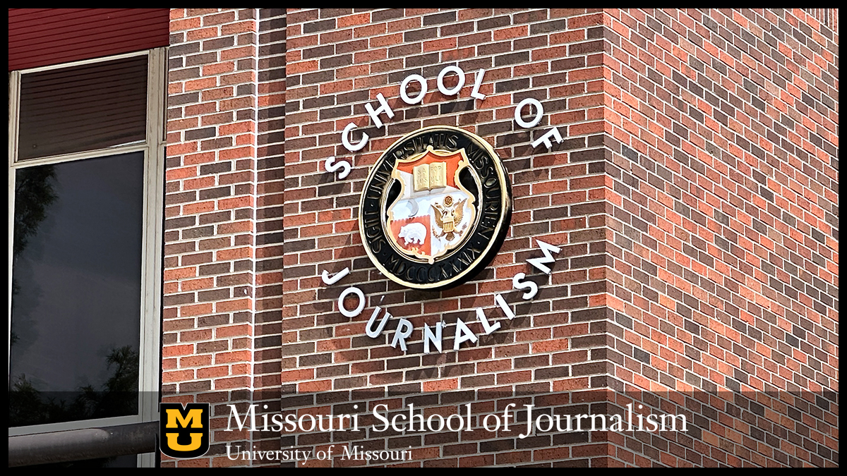 University of Missouri seal on the wall of Gannet Hall, Missouri School of Journalism