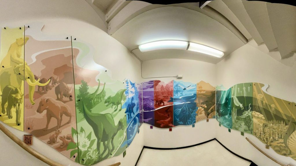 The 12-piece mural housed in the University of Missouri’s Geological Sciences Building