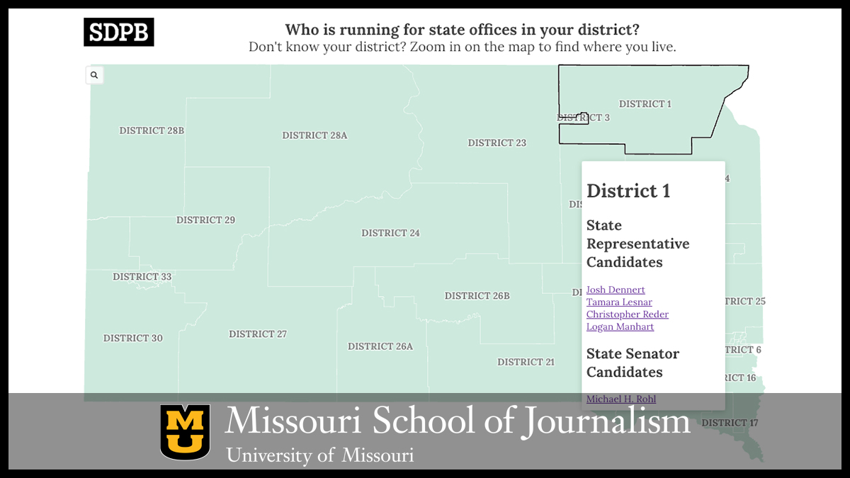 Screenshot of South Dakota Public Broadcasting interactive map