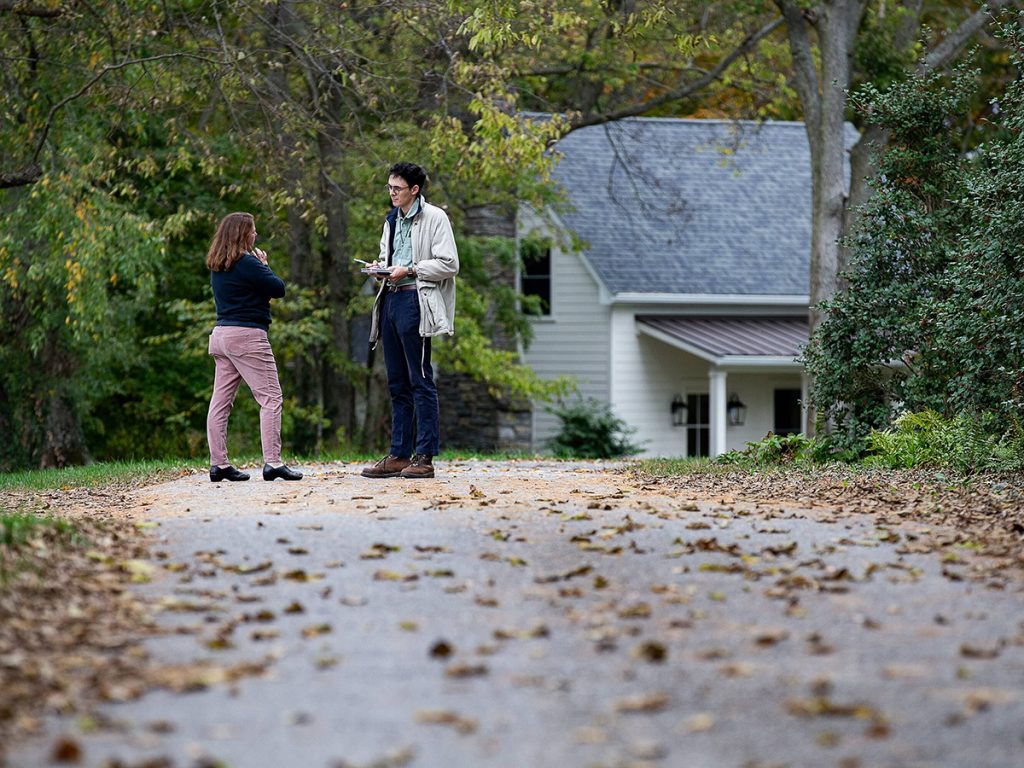 Missouri School of Journalism alumnus Connor Giffin reported on conservation easements and land use tensions for the Louisville Courier Journal at a farm in Oldham County, Kentucky in fall 2023. Photo: Jeff Faughende | The Courier Journal