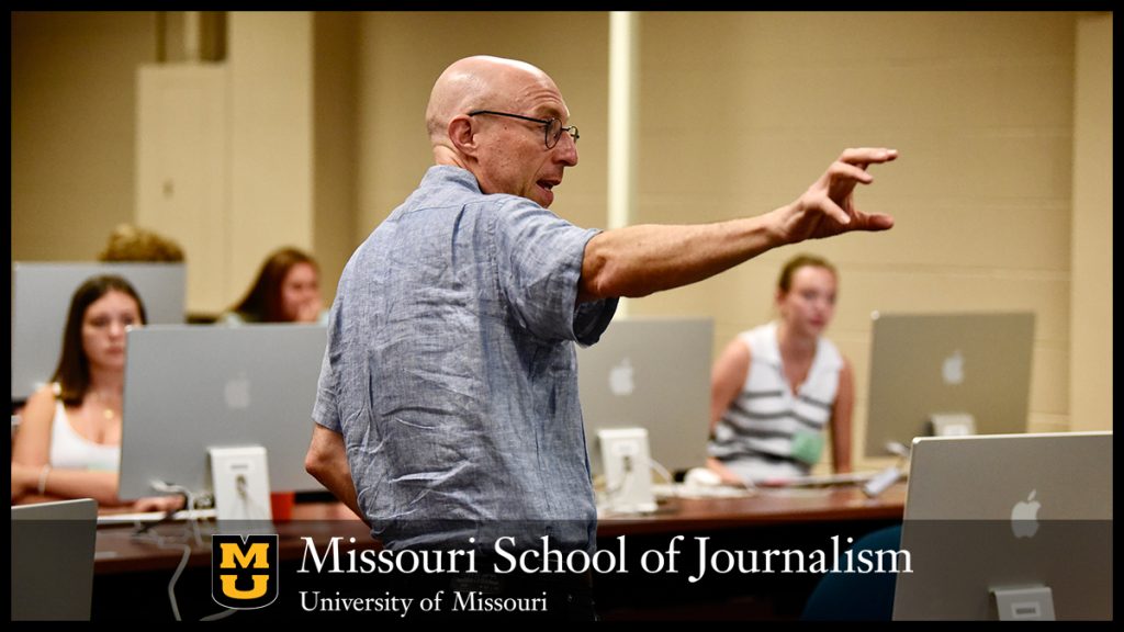 Horvit speaks to a data journalism session during the High School Summer Workshop Program in June 2023.