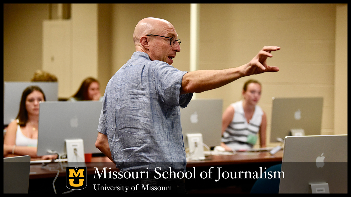 Horvit speaks to a data journalism session during the High School Summer Workshop Program in June 2023.