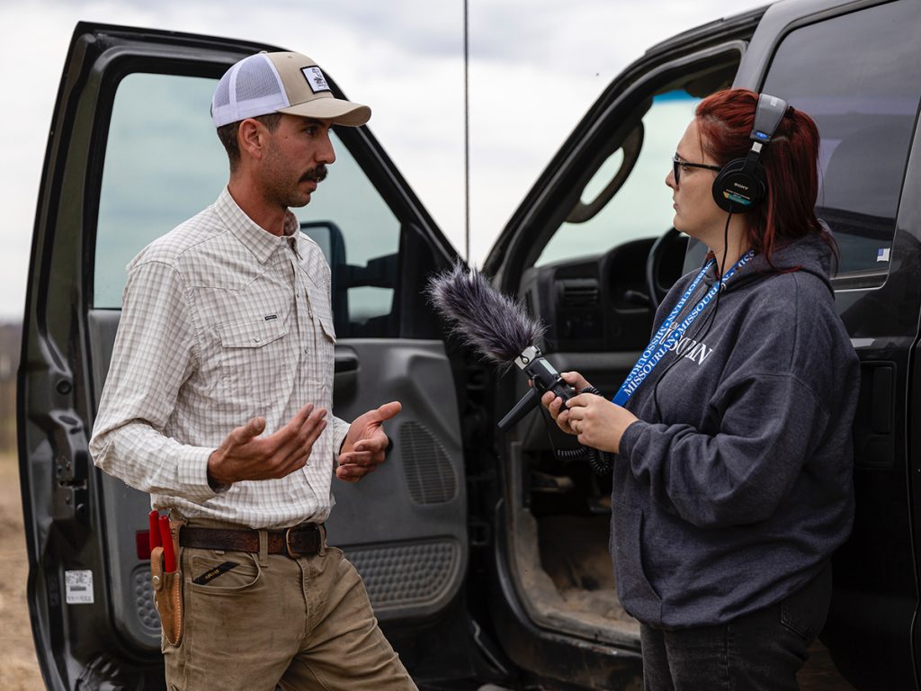 Schleis interviews Daniel Bonacker on his farm in Cedar Hill, Missouri, about the economics of sustainable farming.
