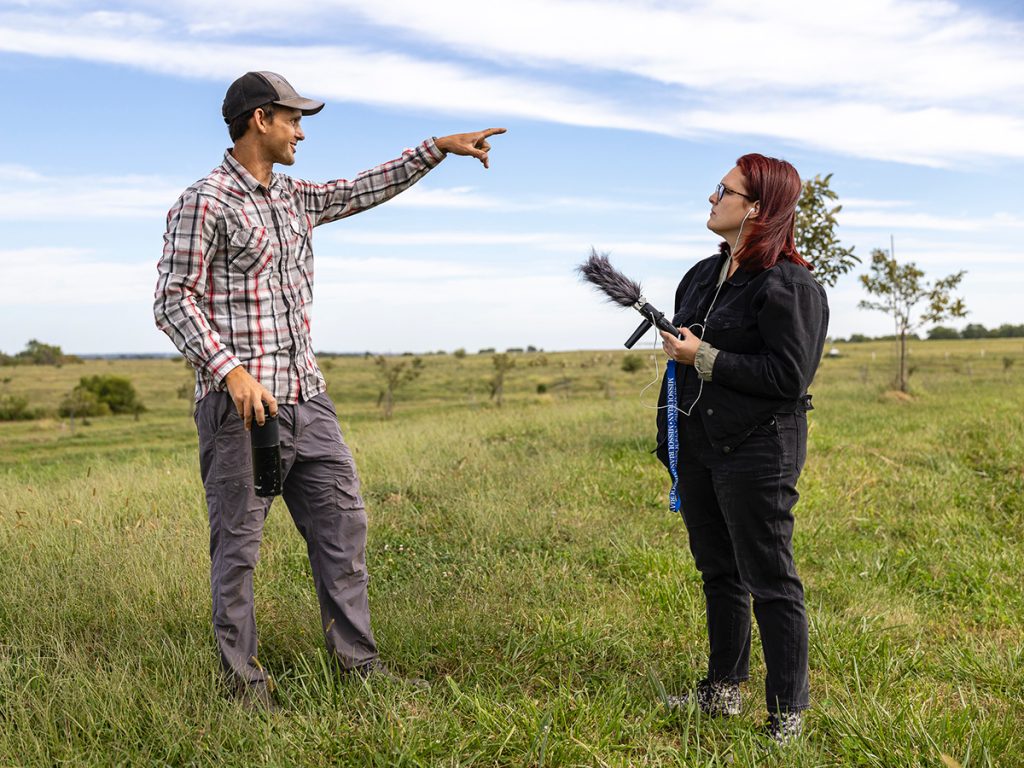 Schleis and farmer Josh Payne talk in Concordia, Missouri, for an episode about the cultural challenges that crop up on family farms.