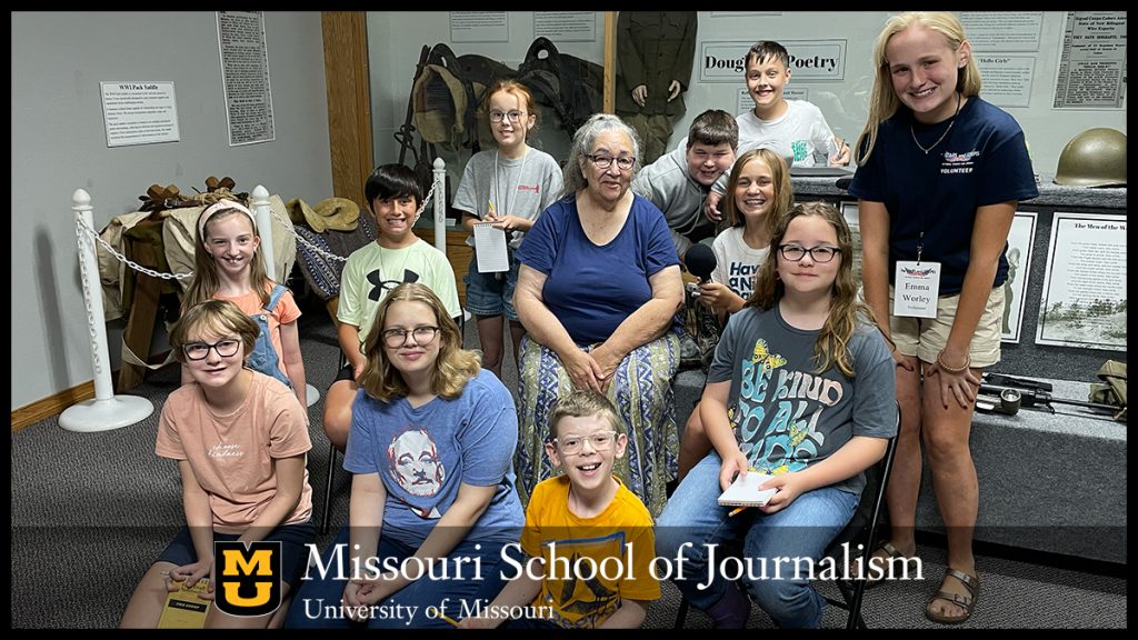 Middle-school students with Sheila Porter [center], the museum's education director.
