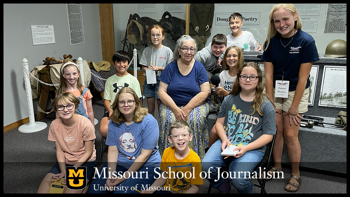 Middle-school students with Sheila Porter [center], the museum's education director.