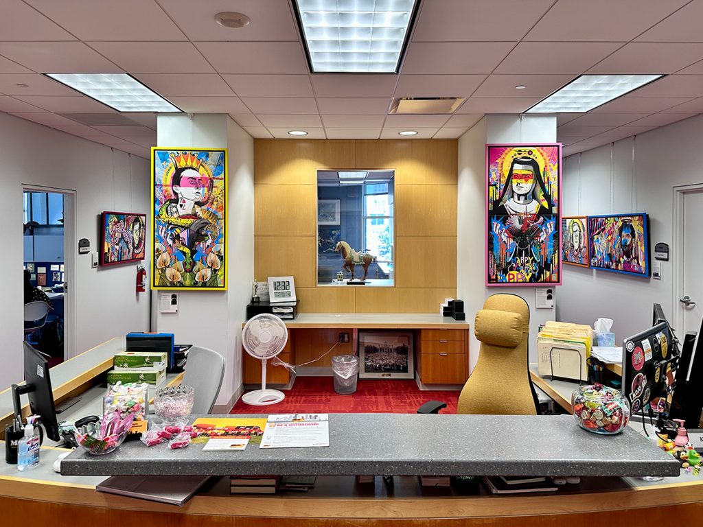 The strategic communication offices featuring artwork by Frank Corridori.