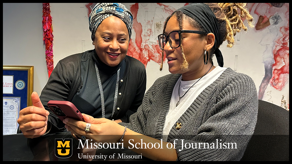 Brianna Davis (left) with St. Louis American Digital Director Dawn Suggs.